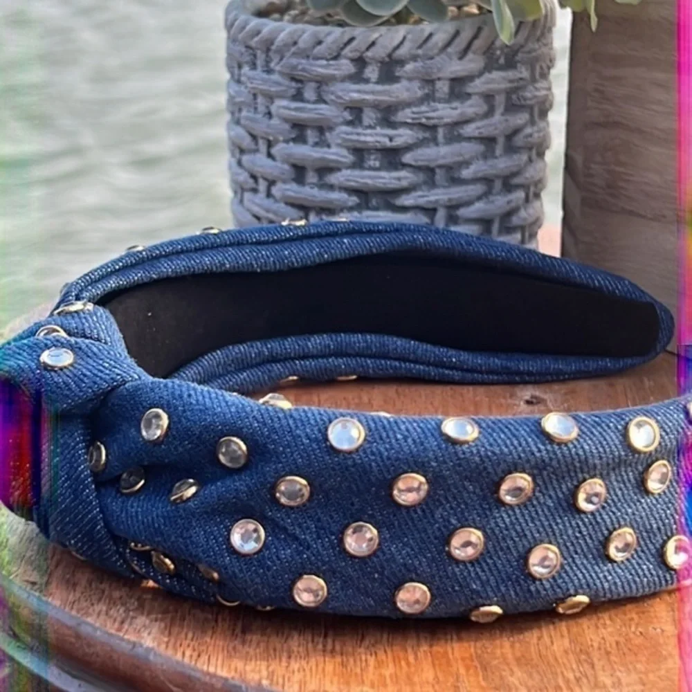 Retro Denim Stud Headband